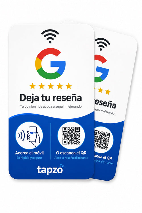 Tarjetas NFC de bolsillo Tapzo para reseñas en Google, color blanco